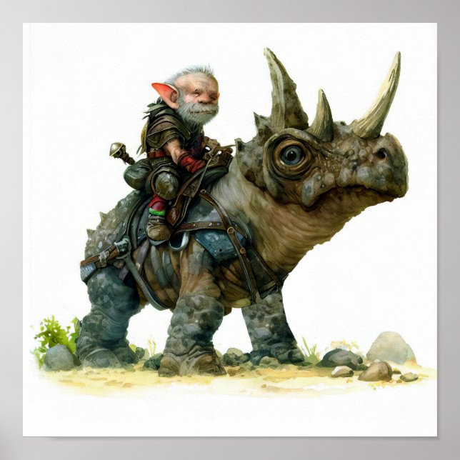 Affiche Peinture aquarelle d'un elfe guerrier sans peur (Devant)