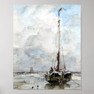 Affiche Peinture aquarelle en bateau à voile