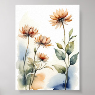 Affiche Peinture aquarelle Fleurs