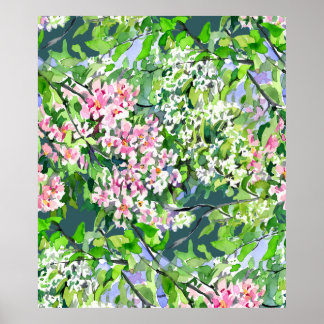 Affiche Peinture aquarelle Fleurs de pommier – Botanica