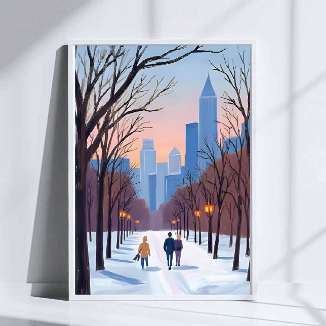 Affiche Peinture aquarelle hivernale de Boston Common (Créateur téléchargé)