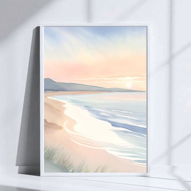 Affiche Peinture aquarelle pastel au bord de l'océan (Créateur téléchargé)