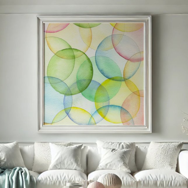 Affiche Peinture aquarelle transparente Imprime les cercle (Watercolor wall art transparent circles by Victoria Grigaliunas of Do Tell A Belle)