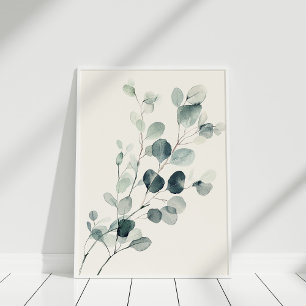 Affiche Peinture aquarelle vintage d'une branche d'eucalyp