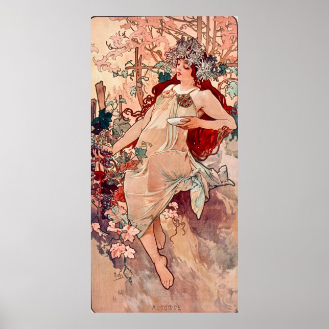 Affiche Peinture Art Nouveau d'automne par Alphonse Mucha (Devant)