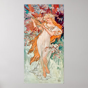Affiche Peinture Art Nouveau de printemps par Alphonse Muc