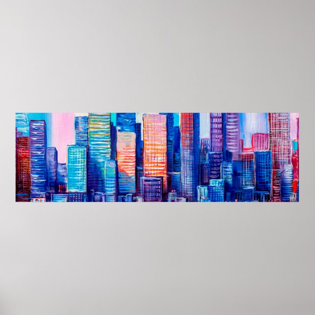 Affiche Peinture artistique de gratte-ciel. Style Abstrait (Devant)