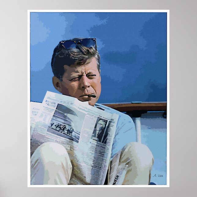 Affiche Peinture au pastel à l'huile John F. Kennedy (Devant)