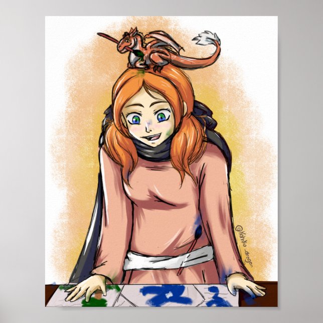 Affiche Peinture avec un dragon (Devant)
