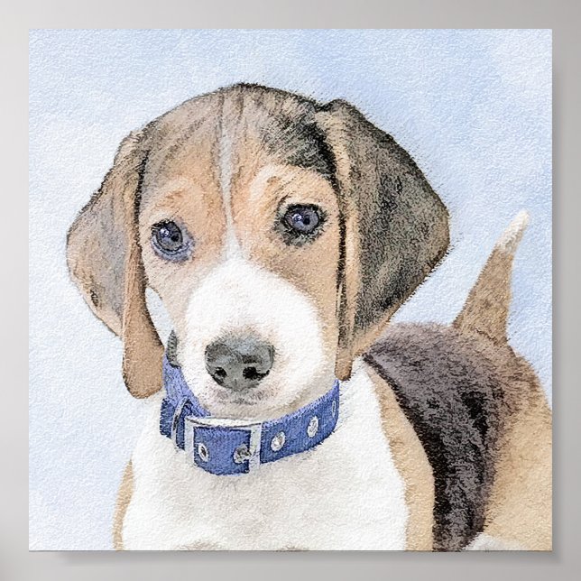 Affiche Peinture beagle - Cute Original Chien Art (Devant)