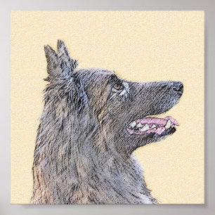 Affiche Peinture belge Tervuren - Cute Original Chien Art