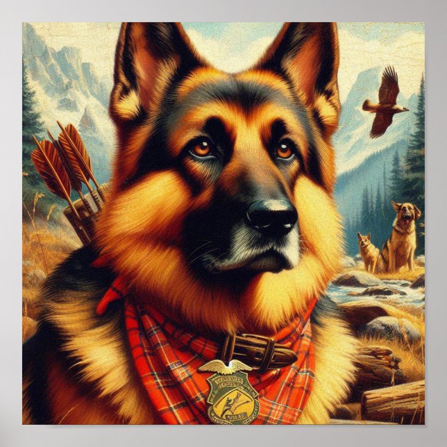 Affiche Peinture berger vintage allemande (Devant)