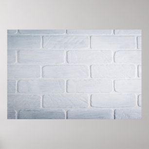 Affiche Peinture blanche murale en briques de texture