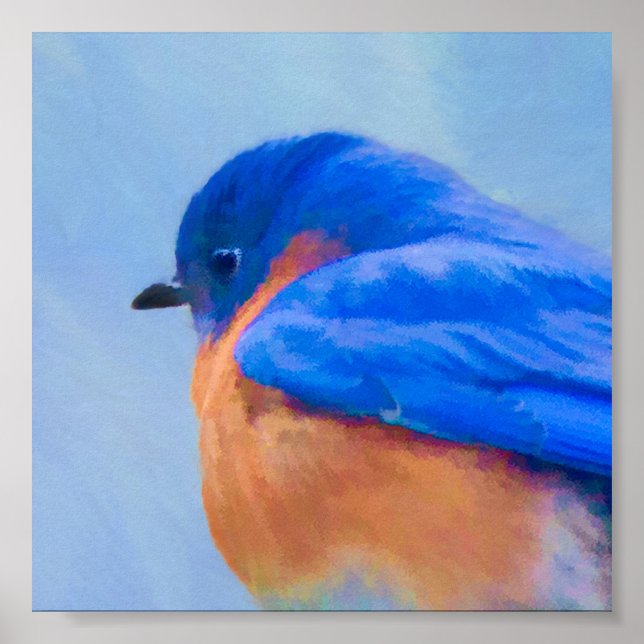 Affiche Peinture Bluebird - Art original pour oiseaux (Devant)