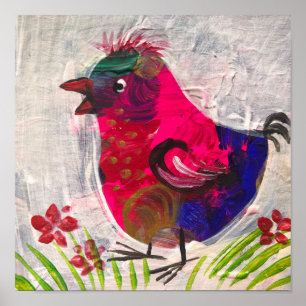 Affiche Peinture, Bocho bird, potier décoratif
