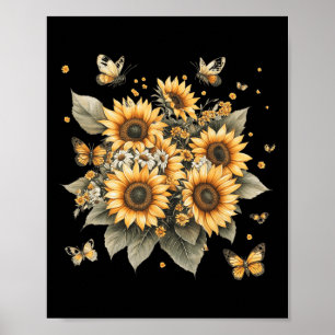 Affiche Peinture Botanique Du Bouquet De Tournesol
