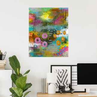 Affiche Peinture botanique florale de jardin de fleurs abs