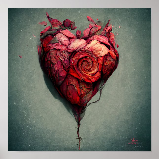 Affiche Peinture cardiaque rose (Devant)