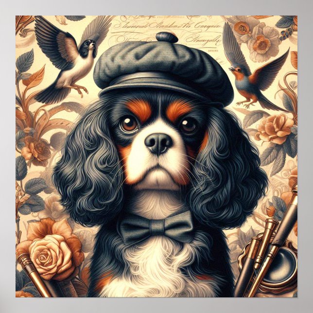 Affiche Peinture Cavalier King Charles Spaniel (Devant)