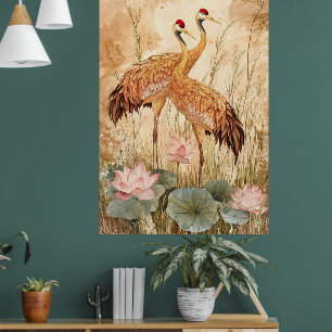 Affiche peinture chinoise traditionnelle de style "fleurs 