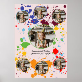 Affiche Peinture Colorée 9e anniversaire fête photo Collag
