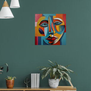 Affiche Peinture colorée Abstraite d'un visage