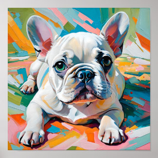 Affiche Peinture colorée de Bouledogue français – Pop Art 