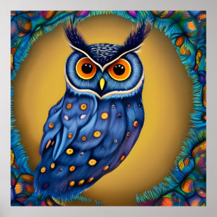 Affiche Peinture colorée de hibou