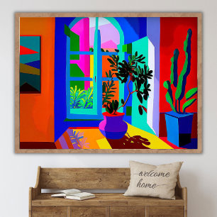 Affiche Peinture contemporaine de paysage de fenêtre _ Vin
