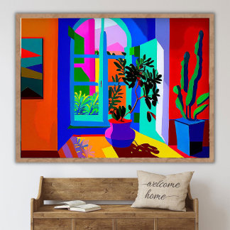 Affiche Peinture contemporaine de paysage de fenêtre _ Vin