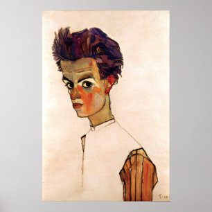 Affiche Peinture d'affiche Egon Schiele Autoportrait avec