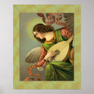 Affiche Peinture d'ange avec mandoline