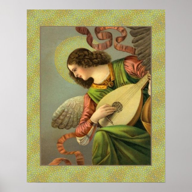 Affiche Peinture d'ange avec mandoline (Devant)