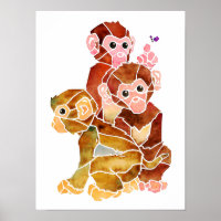 Peinture d'aquarelle Abstraite singe