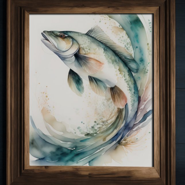 Affiche Peinture d'aquarelle de l'éclaboussure de poisson (Créateur téléchargé)