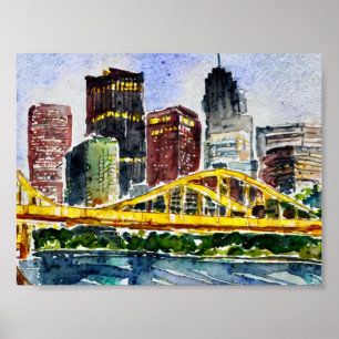 Affiche Peinture d'aquarelle de Pittsburgh Skyline