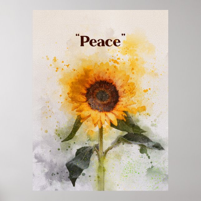 Affiche Peinture d'aquarelle de tournesol de paix (Devant)