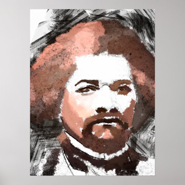 Affiche Peinture d'aquarelle en or Frederick Douglass (Devant)