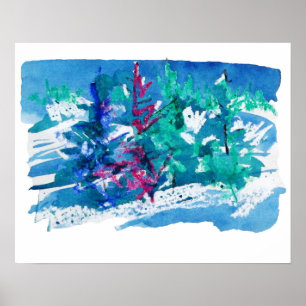Affiche Peinture d'arbres frais d'hiver / Artiste Larry Le