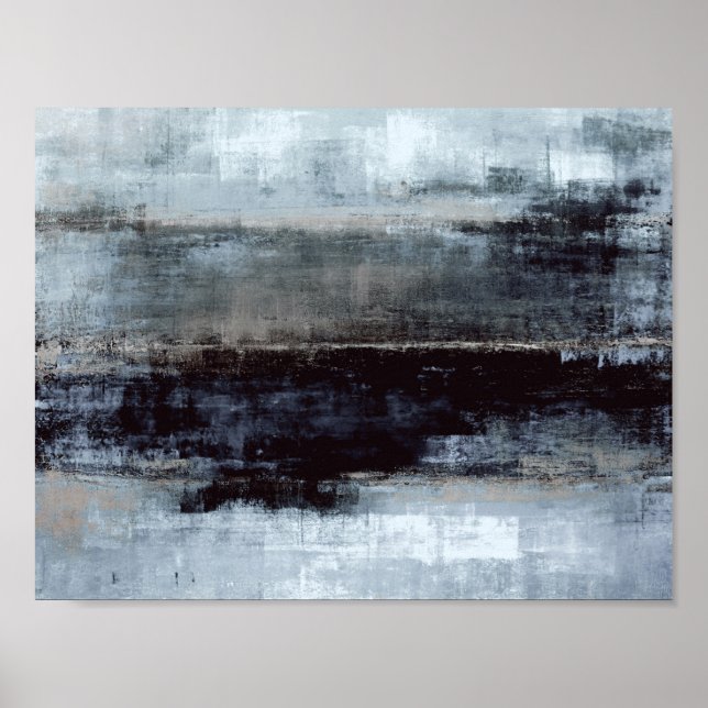 Affiche Peinture d'art Abstrait bleu "exagérée" (Devant)