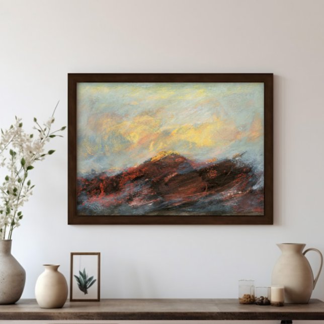 Affiche Peinture d'art paysager Abstrait (Abstract Mountain Landscape Art Painting in black frame mock up.  Frame is for  illustration only.)