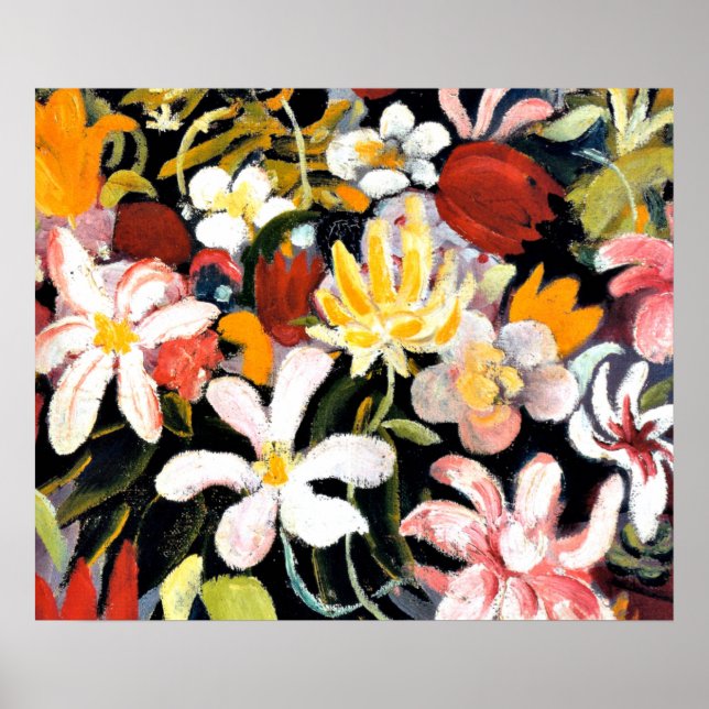 Affiche Peinture d'August Macke, Tapis de fleurs (Devant)