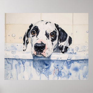 Affiche Peinture de bain de chien dalmate