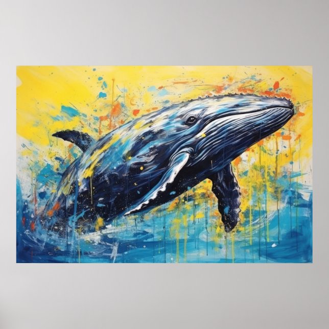 Affiche Peinture de baleine d'art moderne (Devant)