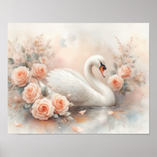 Affiche Peinture de beau cygne