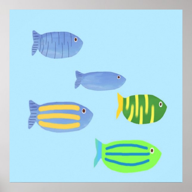 Affiche peinture de beaux poissons (Devant)