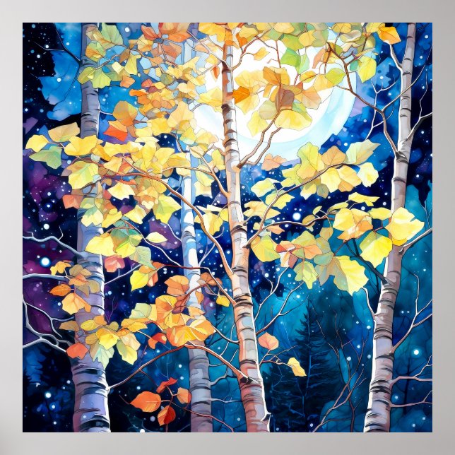 Affiche Peinture de bois sombre d'automne (Devant)