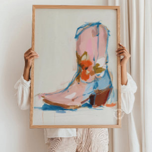 Affiche Peinture de bottes de cowgirl pastel western