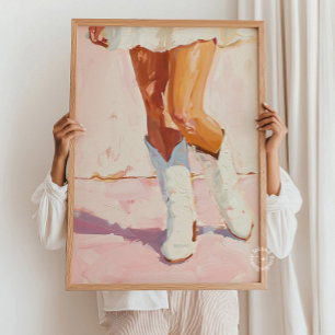 Affiche Peinture de bottes de cowgirl - Western Chic Wall