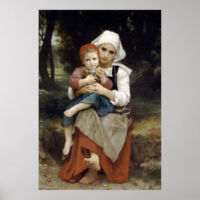 Affiche Peinture de Bouguereau : Frère et soeur bretonnes (Devant)
